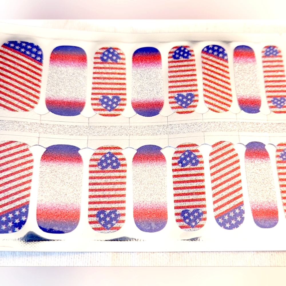 Patriotic Glitter Ombre Nail Wraps
